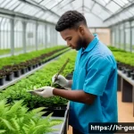 원예사 자격증 학원 추천 리스트 - A modern horticulture training academy located near an urban area, featuring spacious greenhouses an...