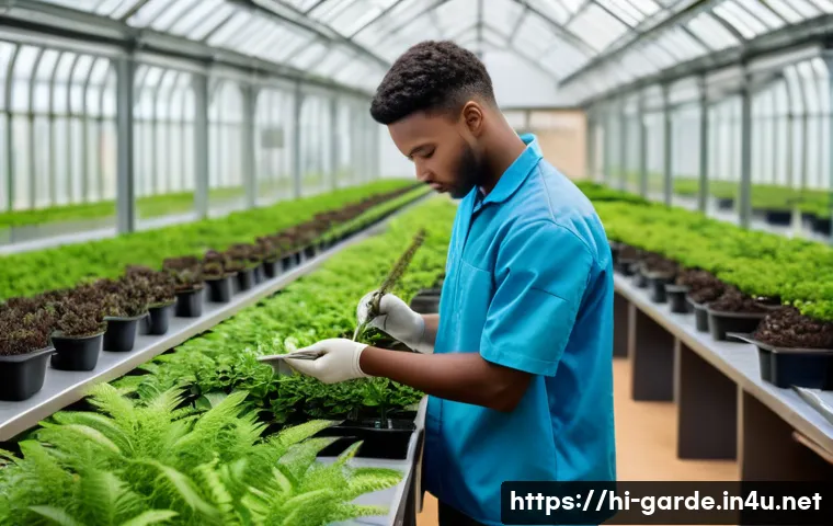 원예사 자격증 학원 추천 리스트 - A modern horticulture training academy located near an urban area, featuring spacious greenhouses an...