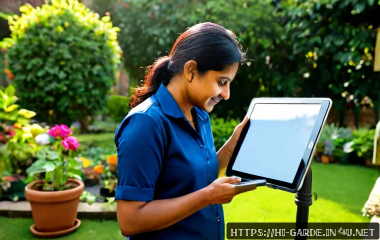 Home 17 원예 자격증 취득 후 프리랜서로 성공한 사례 - Photorealistic Indian female freelance horticulturist in her 40s confidently consulting with a homeo...